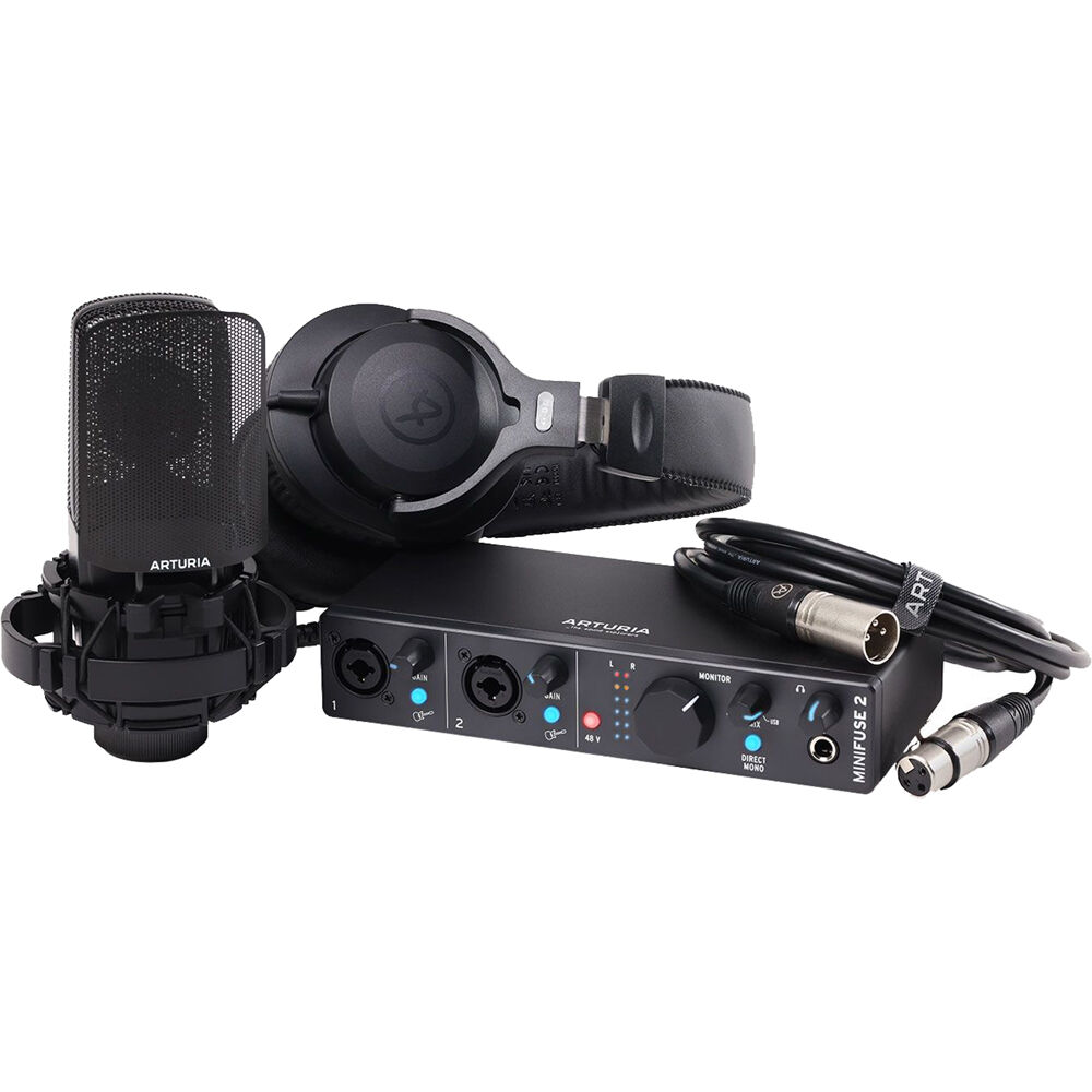 Arturia Minifuse Recording Pack - MiniFuse 2 USB-C Audio/MIDI Interface, Mic CM1, Auricula