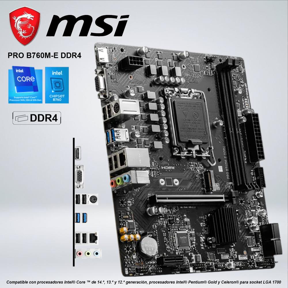 PLACA  MSI PRO B760M-E DDR4 SOCKET LGA 1700