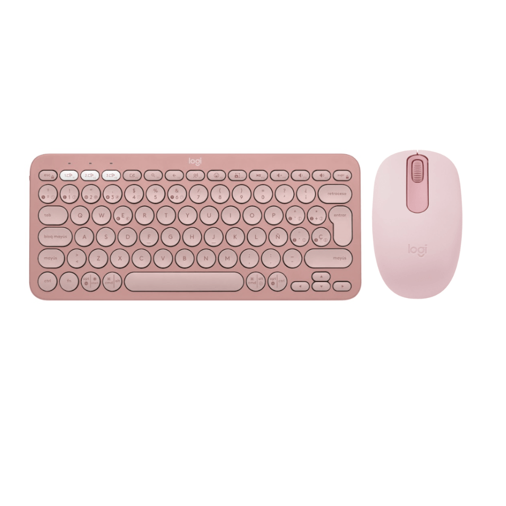 Combo Teclado Logitech K380 Y Mouse M196 Bluetooth Bt Rosado