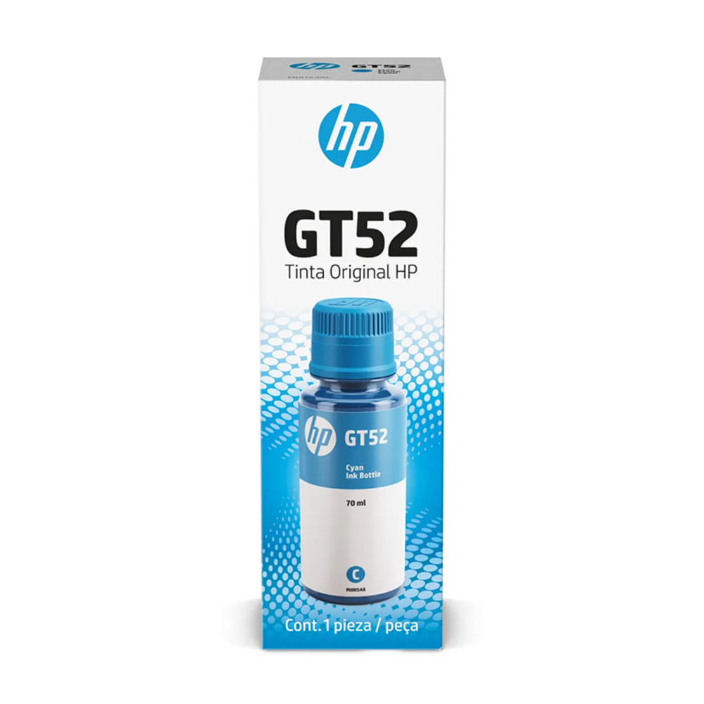 Botella de Tinta HP GT52 Cian 70 ml Original M0H54AL para Ink Tank y Smart Tank