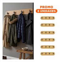 Pack6 Colgador de Pared con Adhesivo Bambu Negro 19x5cm para Colgar Accesorios