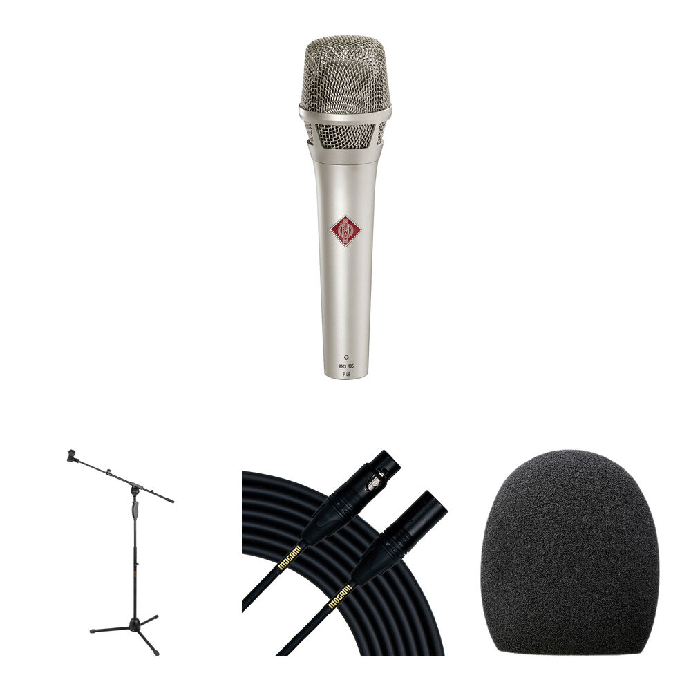 Neumann KMS 105 Micrófono Vocal en Vivo Supercardioide con Soporte, Cable XLR y Filtro An