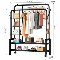 Perchero Organizador MULTIFUNCIONAL 4 En 1 con Repisas y Ruedas VLYP618 100kg.
