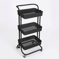 Carrito Organizador Multiuso De 3 Niveles Con Ruedas Color Negro.