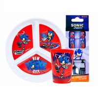 Vajilla Set Plato Division Scool Sonic Prime Cubierto Vaso 703808