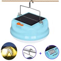 Lámpara Solar Portátil de Camping con Batería de Alta Capacidad y Gancho Versátil celeste 150W