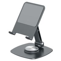 Soporte para tablet y celular, 13 pulgadas, giro 360°, altura e inclinacion ajustable, gris espacial