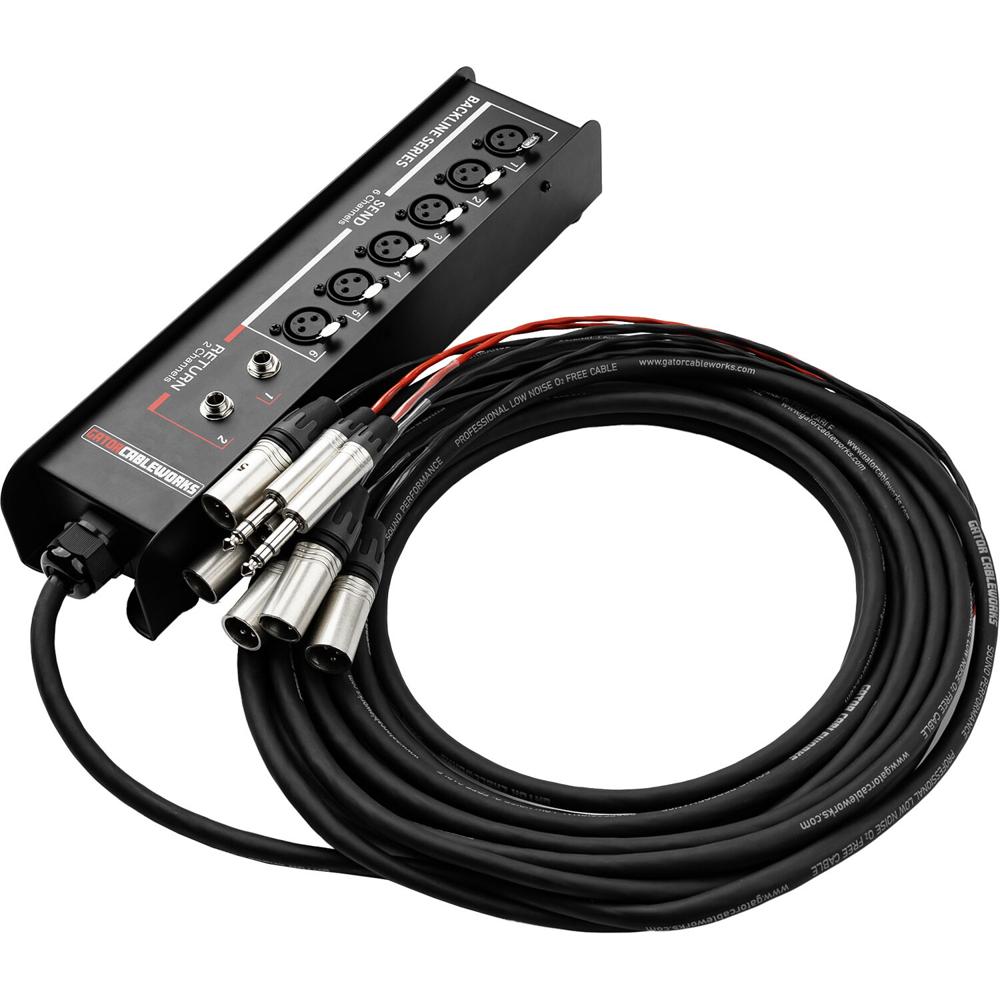 Gator Cableworks Backline Series Snake 6 Canales 50' con 2 Retornos - Conectores XLR y TRS