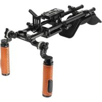 CAMVATE Rig de Hombro Pro con Baseplate, Soporte de Lente y Duales Empuñaduras de Cuero (