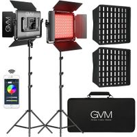 GVM 1000D Kit de Paneles LED RGB (2 Luces con Softboxes) - Control CCT y RGB, CRI 97, Dimm
