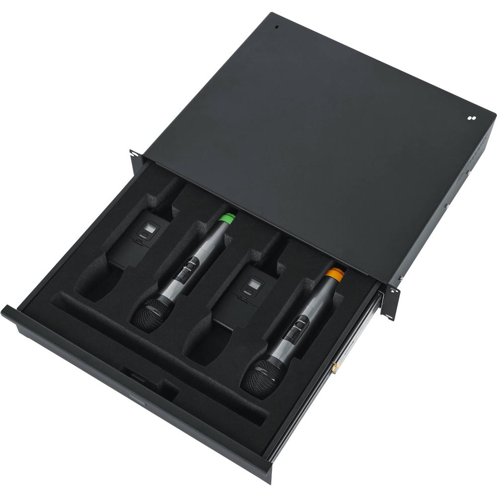 Gator Rackworks Cajón para Micrófonos Inalámbricos 2 RU - Acero de 16 Gauge, Con Ladró