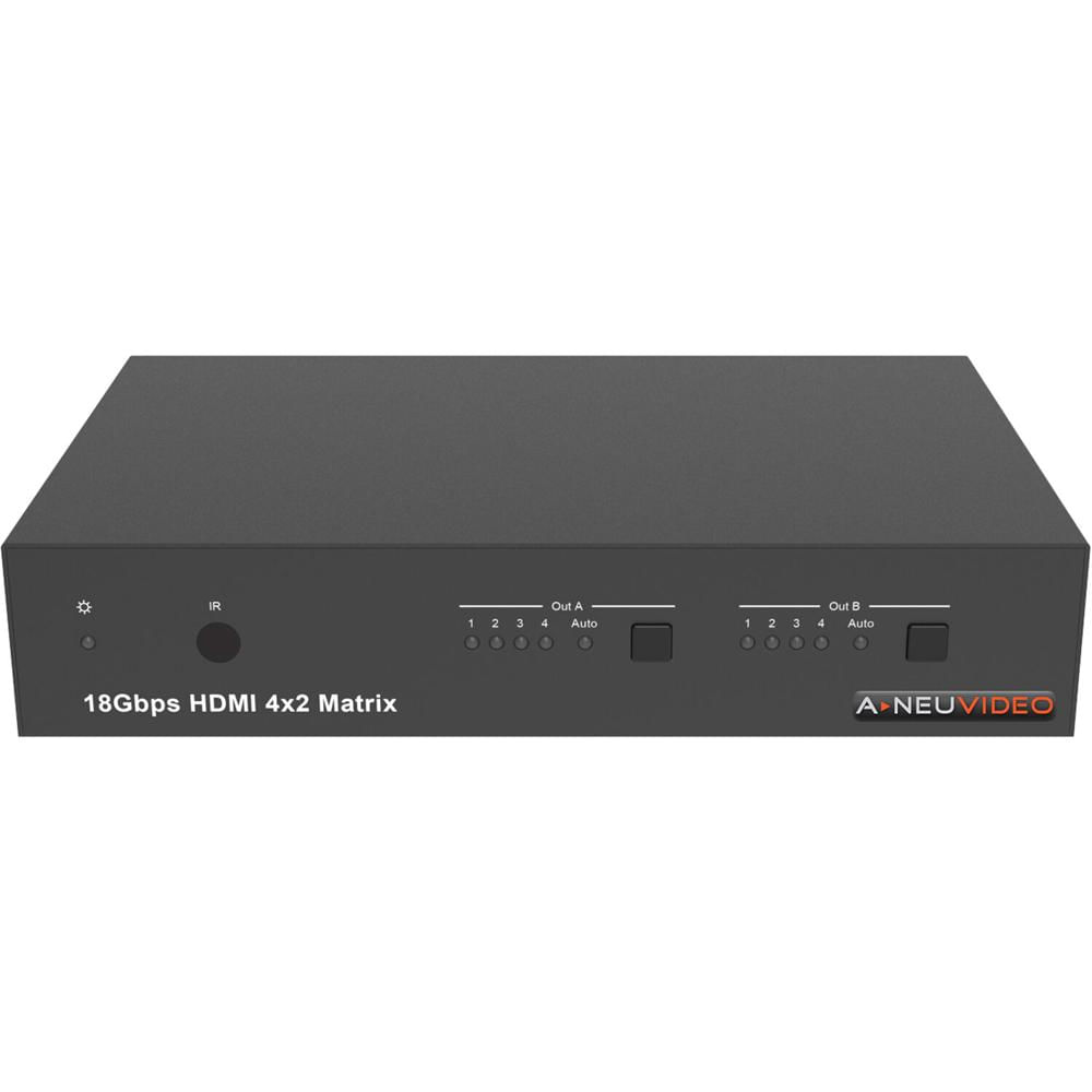 A-Neuvideo Matriz HDMI 2.0 4x2 con Escalador, 18 Gb/s, Soporte 4K60 4:4:4, Audio De-Embedd