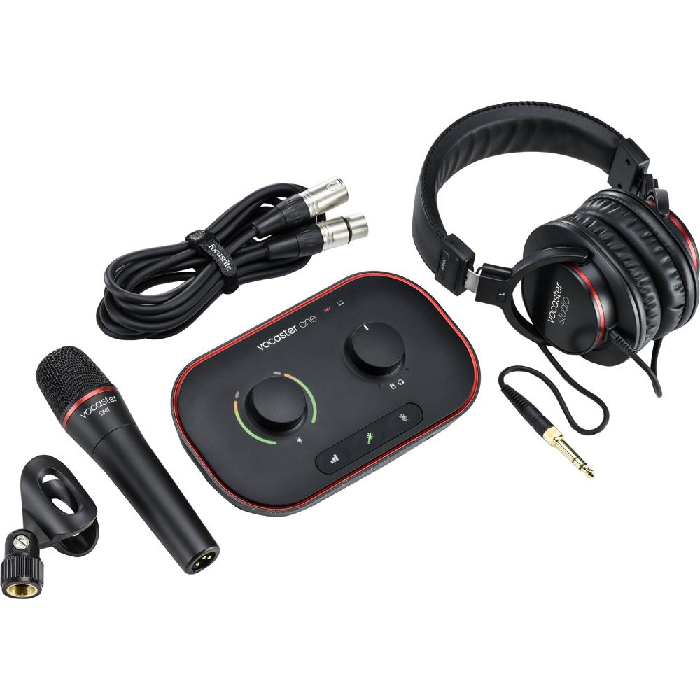 Focusrite Vocaster One Studio Kit de Podcasting para 1 Persona con Micrófono Dinámico, A