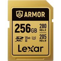 Lexar Tarjeta de Memoria SDXC UHS-II ARMOR GOLD 256GB - Velocidad de Lectura 280 MB/s, Vel