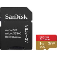 SanDisk microSDXC 1TB Extreme UHS-I V30 U3 A2 con Adaptador SD - Velocidad de Lectura 190