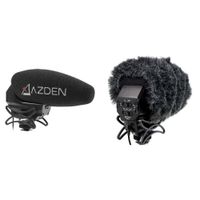Azden SMX-30 Mic de Video Estéreo/Mono con Filtro de Viento Furry y Pantalla de Espuma