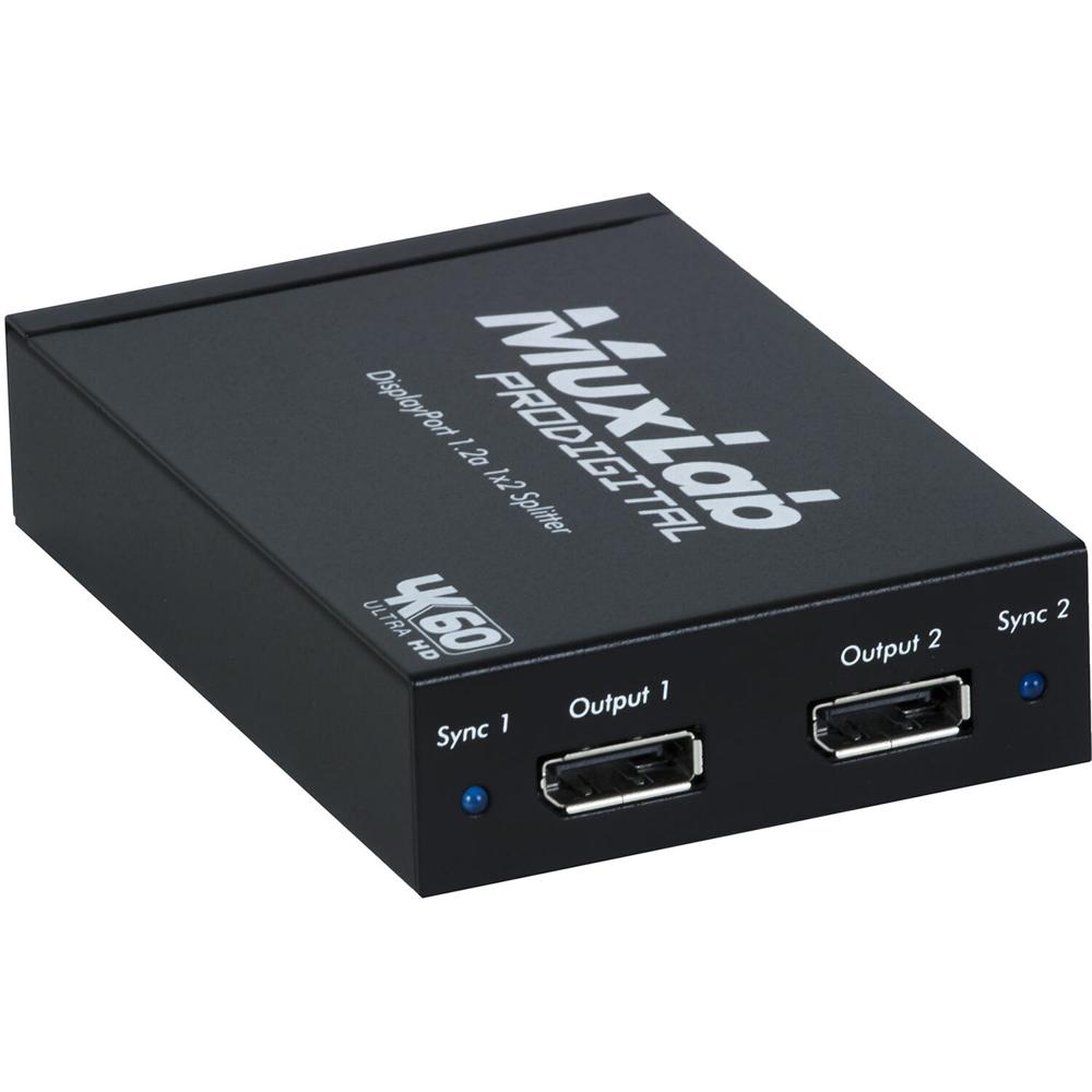 MuxLab 1x2 UHD 4K DisplayPort Splitter - Duplicador de Señal DisplayPort 1.2a, Soporta Re