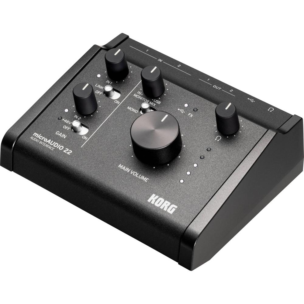 Korg microAUDIO 22 Interfaz de Audio USB-C 2x2 con 24-Bit/192 kHz, 2 Entradas XLR-1/4"" Com