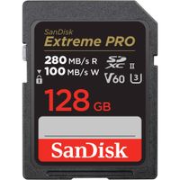 SanDisk Extreme PRO UHS-II SDXC 128GB - 2-Pack, 280 MB/s lectura, 100 MB/s escritura, resi