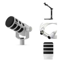 RODE PodMic Micrófono Dinámico para Podcasting con Brazo de Estudio, Filtro Antipop y Ca