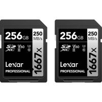 Lexar Tarjeta de Memoria SDXC 256GB Professional 1667x UHS-II (2-Pack) - Velocidad de Lect