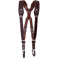 RL Handcrafts Clydesdale Pro Dual Leather Camera Harness Large Coffee - Soporta 2-3 Cámar