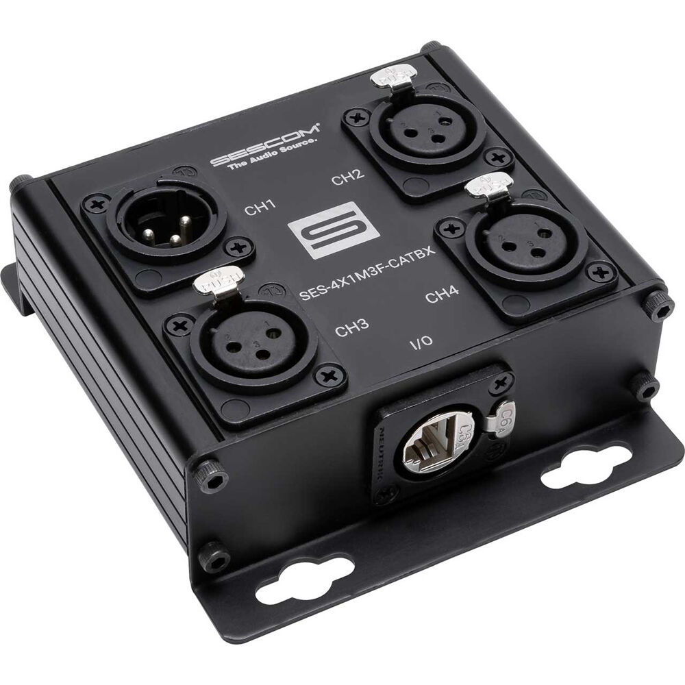 Sescom Extensor de Audio Pasivo 4 Canales SES-4X1M3F-CATBX, 1 XLR Macho y 3 XLR Hembras a