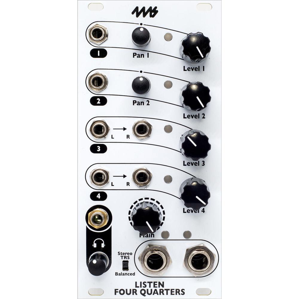 4ms Mixer Estéreo Listen Four Quarters 4 Canales con Salidas TRS Balanceadas y Salida par