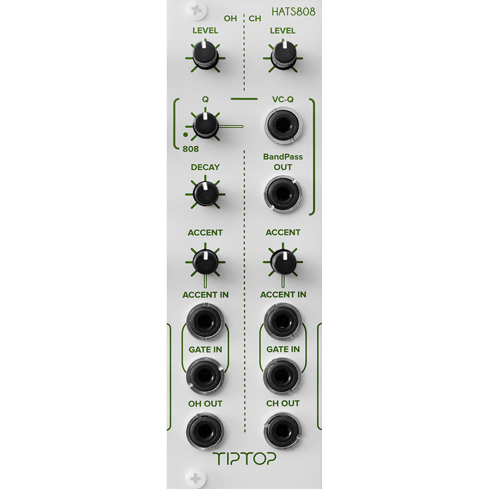 Tiptop HATS808 Módulo Eurorack Hi-Hat Analógico (4 HP, Blanco) - Circuitos de Hi-Hat Cer
