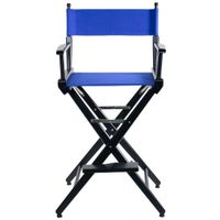 Filmcraft Silla de Director Pro Series Alta 30"" Estructura de Madera Negra Lona Azul