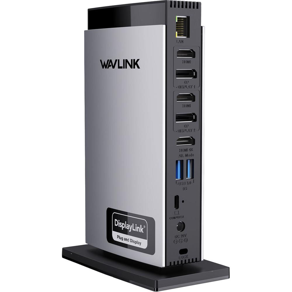 Wavlink Docking Station USB-C 15-en-1 4K Triple Display, 2x HDMI/DisplayPort, 65W Power Pa
