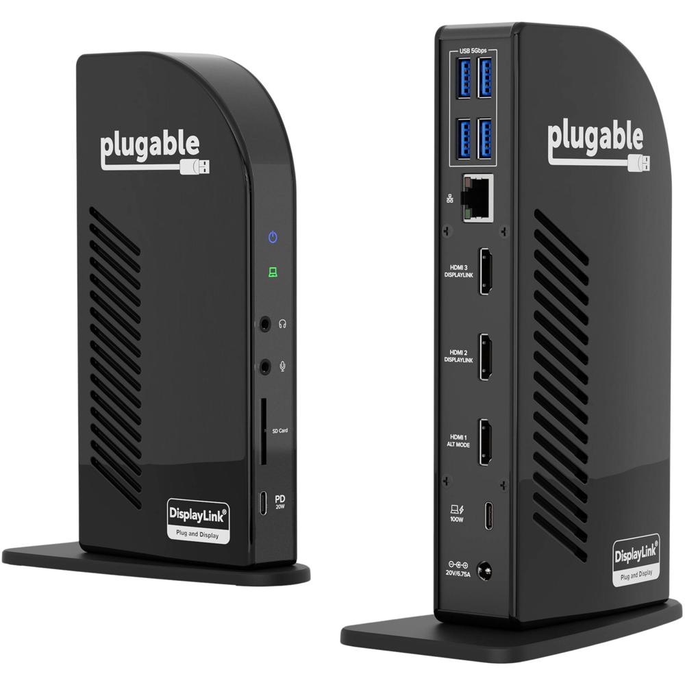 Plugable Estación de Acoplamiento USB Type-C Triple Pantalla con HDMI, DVI y USB 3.0