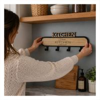 Colgador para Hogar Kitchen Negro y Beige con 4 Ganchos 39cm Y Papel Regalo