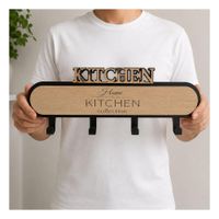 Gancho para Cocina Kitchen Negro y Beige con 4 Ganchos 39cm Y Regalo Sticker