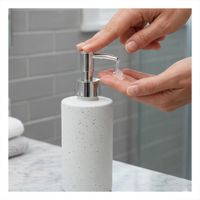 Dispensador de Jabon para Lavamanos Color Blanco con Detalles Dorados Y notas
