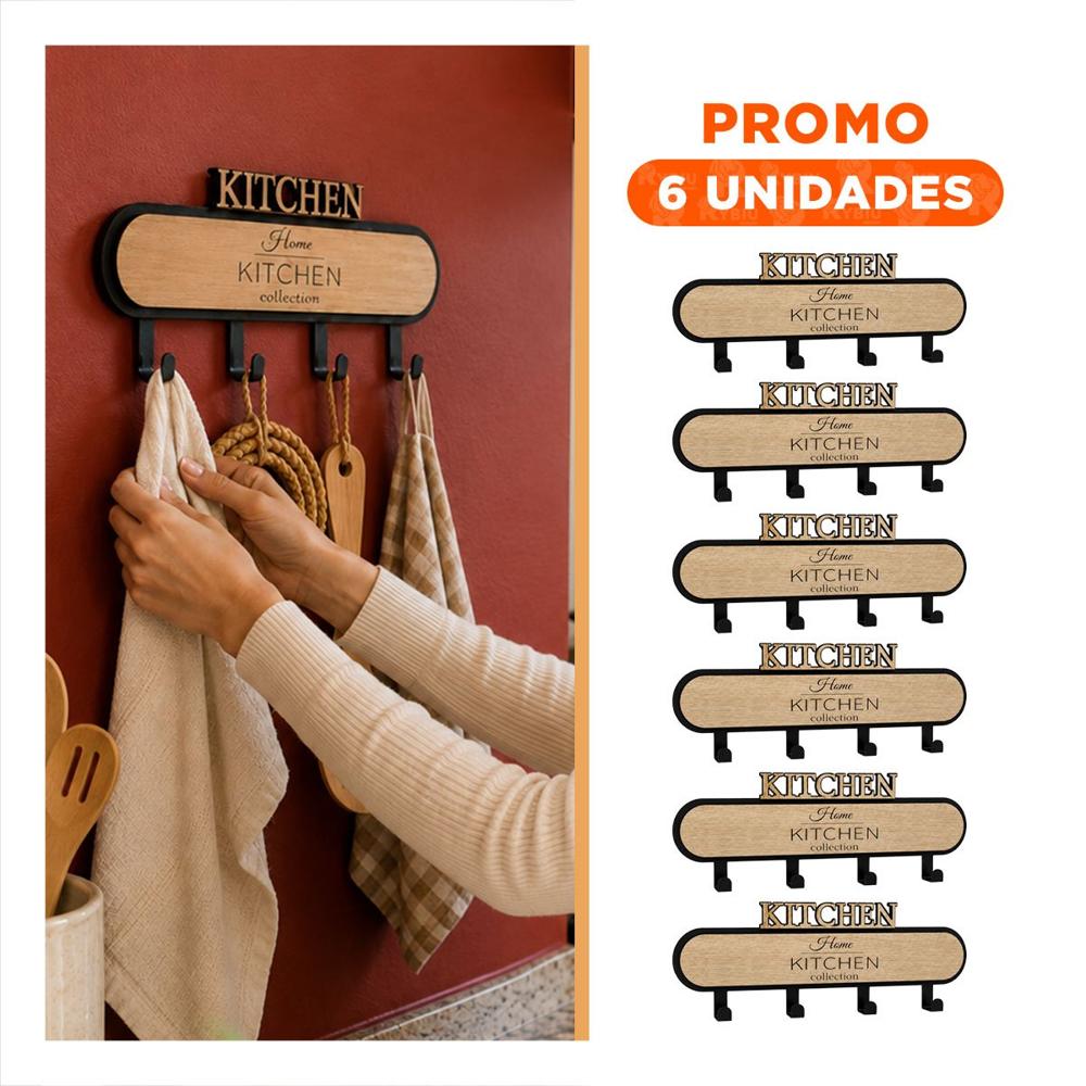 Pack6 Colgador con Kitchen Negro y Beige 39cm para Colgar Accesorios