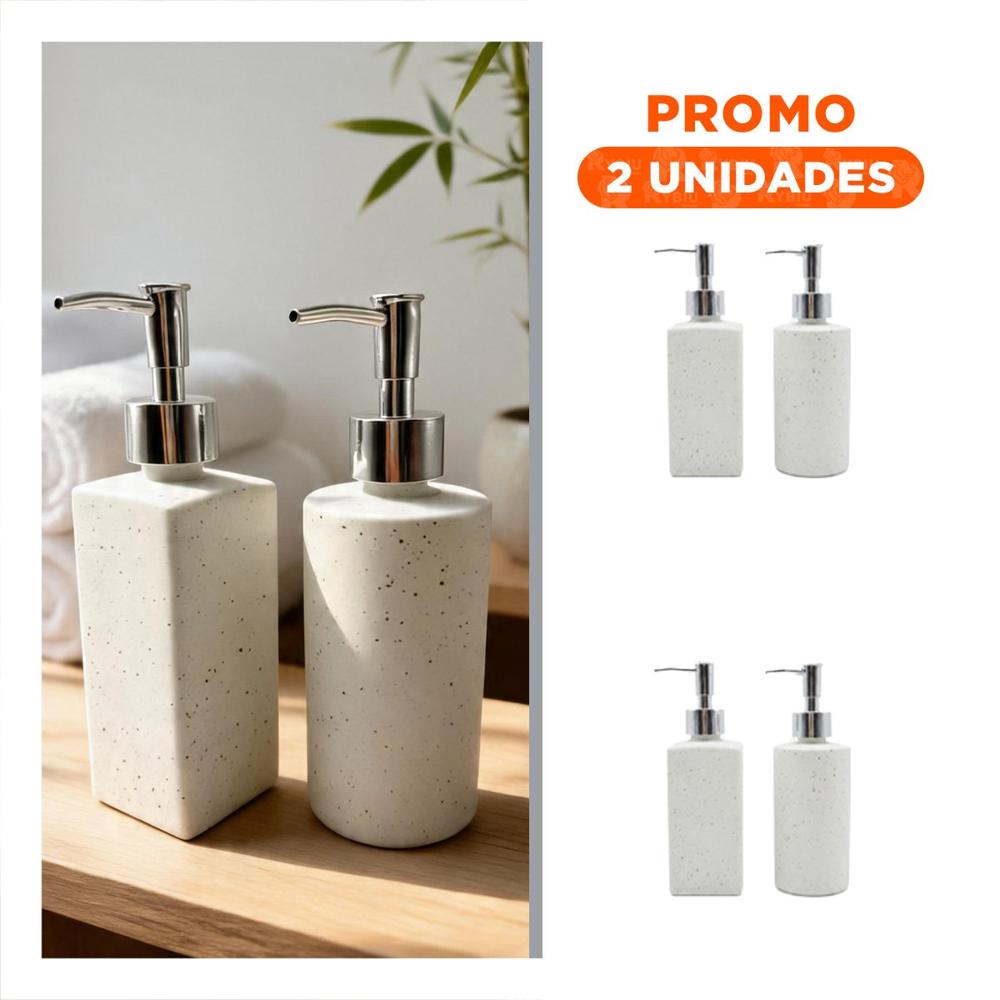Pack2 Set 2 Envase para Crema Liquida con Puntos Dorados Color Blanco