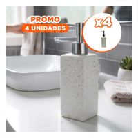 Pack4 Envase para Alcohol Liquido Rectangular Color Blanco con Acabado Dorado