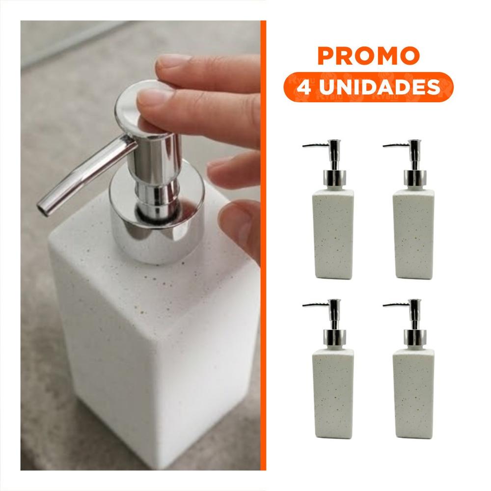 Pack4 Dispensador Multiuso Rectangular Blanco con Acabado Dorado YRegalo Sticker