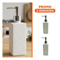 Pack2 Envase para Crema Liquida Rectangular con Puntos Dorados Color Blanco