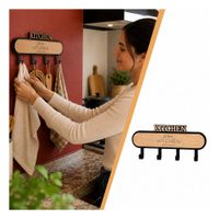 Sujetador para Dormitorio Kitchen Negro y Beige con 4 Ganchos 39cm Y Ligas Regalo
