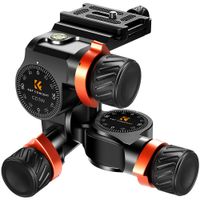 K&F Concept Cabezal de Trípode Geared 3-Way 4.5"" - Capacidad de Carga 13.2 lb, Compatible
