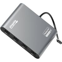 Plugable Adaptador Gráfico USB-C Quad 4K HDMI - 4 Puertos HDMI 2.0, 100W Carga Passthroug