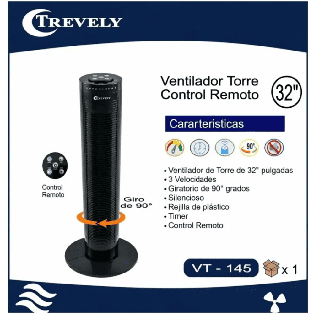 Ventilador Torre TREVELY VT145 32 Negro