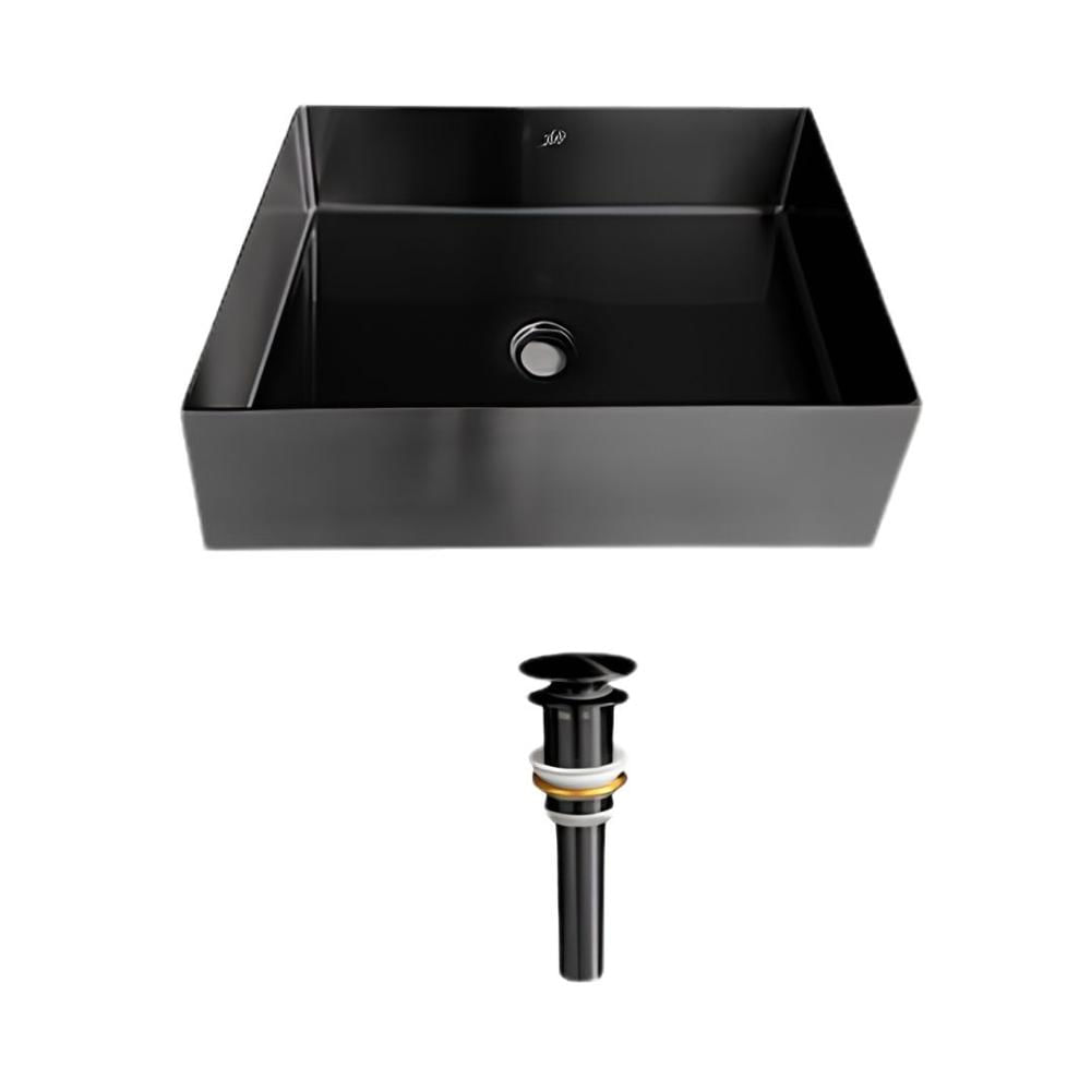 Lavamanos Cuadrado Color Negro de Acero Satinado LA30401-4040