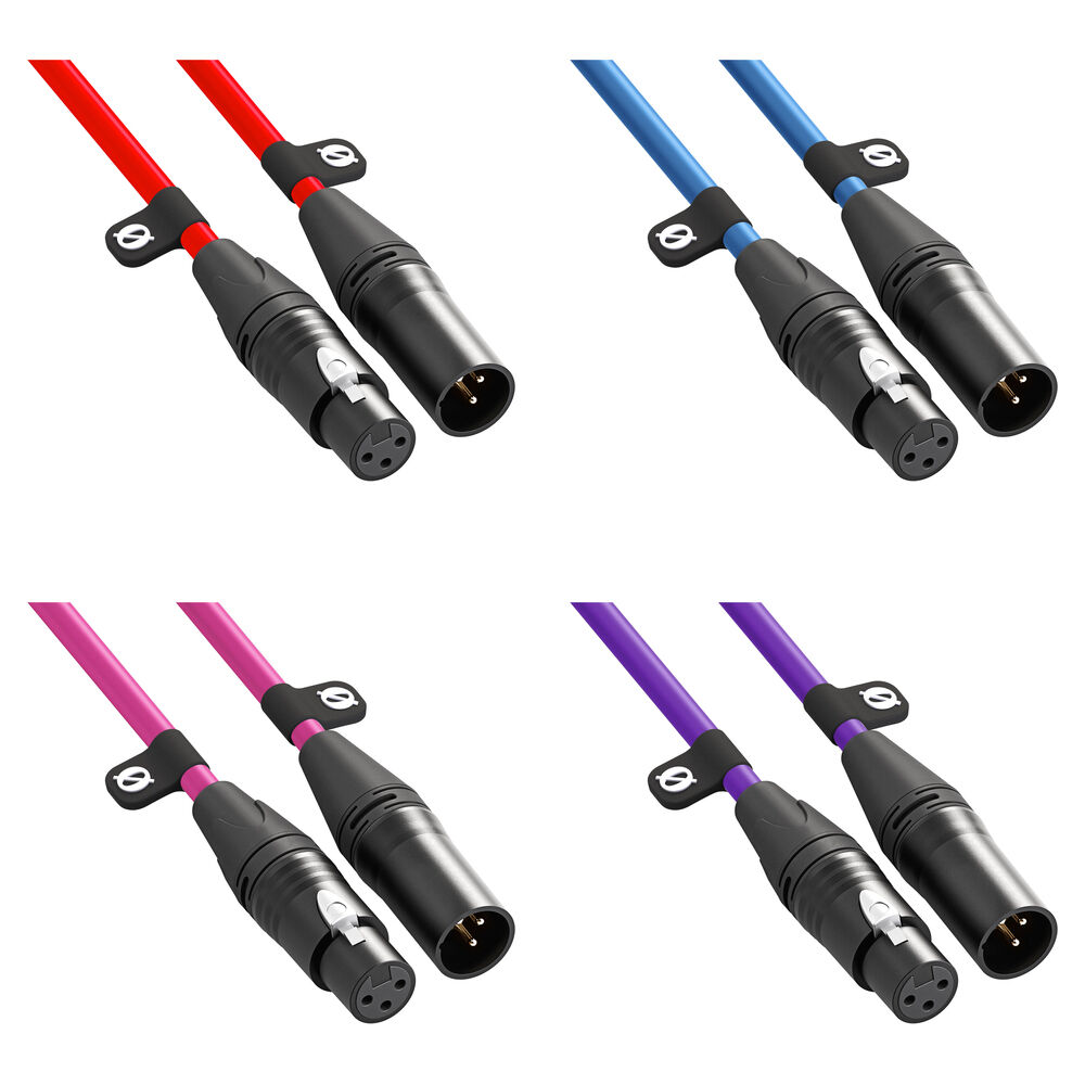 RODE Cable XLR Macho a XLR Hembra 19.7' - Set de 4 Colores (Rojo, Azul, Rosa, Púrpura)