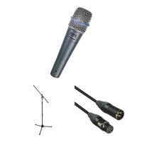 Shure Beta 57A Micrófono Supercardioide con Soporte Tripode y Cable XLR