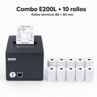 Impresora ticketera térmica ticket 80mm usb lan E200L con 10 rollos 80x80mm