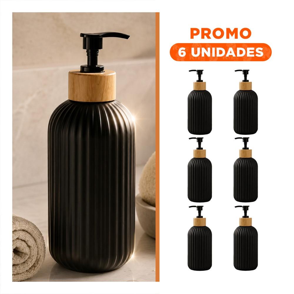 Pack6 Envase para Productos Liquidos Cilindro Color Negro 7x19cm