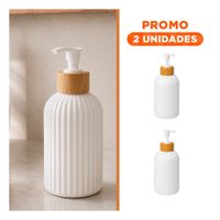 Pack2 Envase para Crema Liquida Cilindro con Rayas Color Blanco 7x19cm